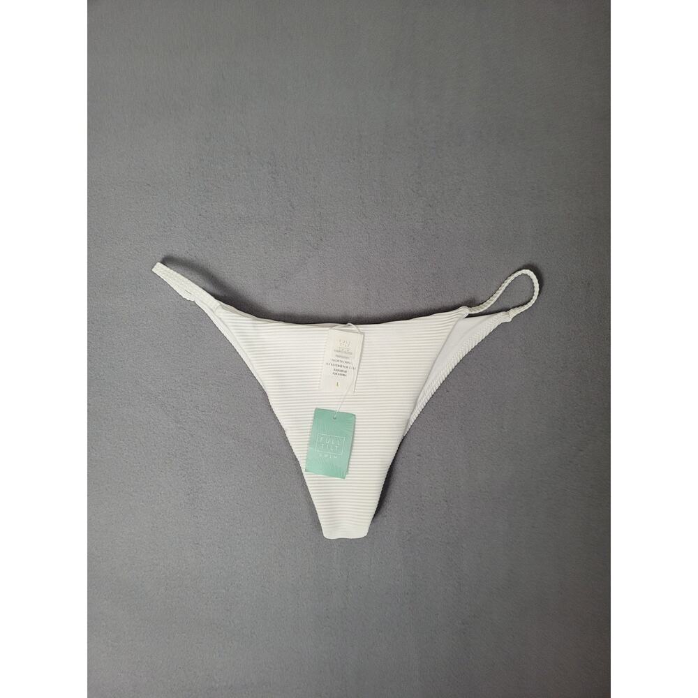 Full Tilt Womens Ribbed Thin Side Skimpy Bikini Swimsuit Bottoms Size Large